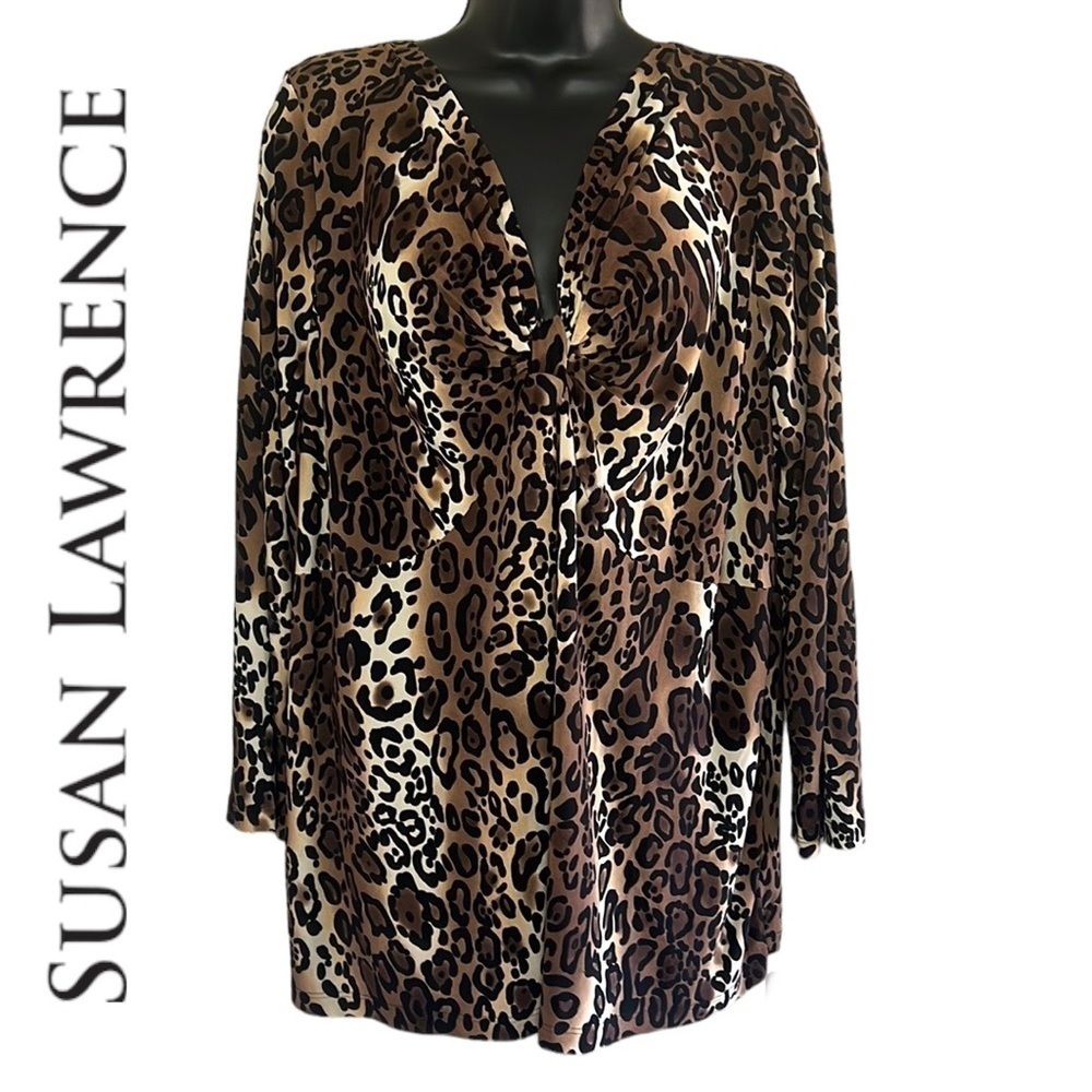 Susan Lawrence Women’s Plus Size Animal Print Pullover Blouse Size 1X